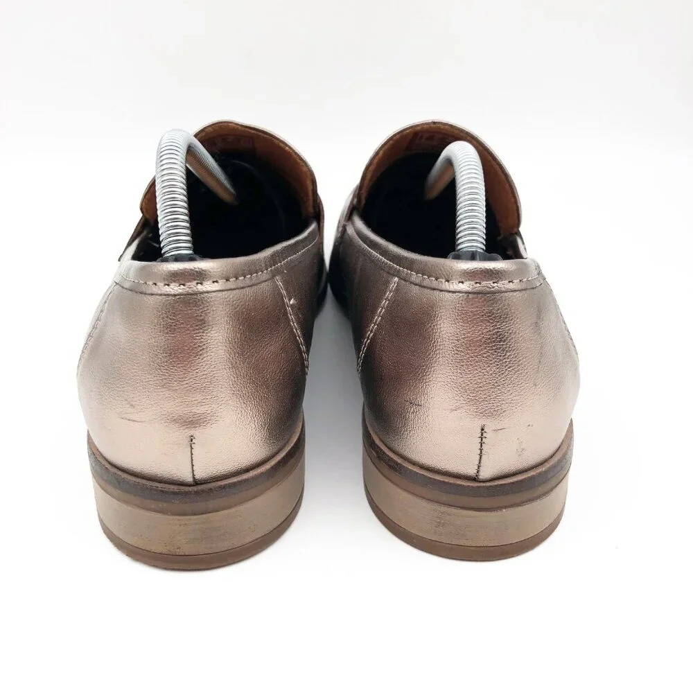 CLARKS Collection Shoes Womens 8.5 Bronze Shimmer Metallic Penny Loafers